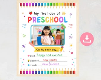 Recuerdo del primer día de clases, Cuestionario del primer día de clases, Accesorio para fotos de regreso a clases 2026, Actividad para el aula de educación en casa, Canva