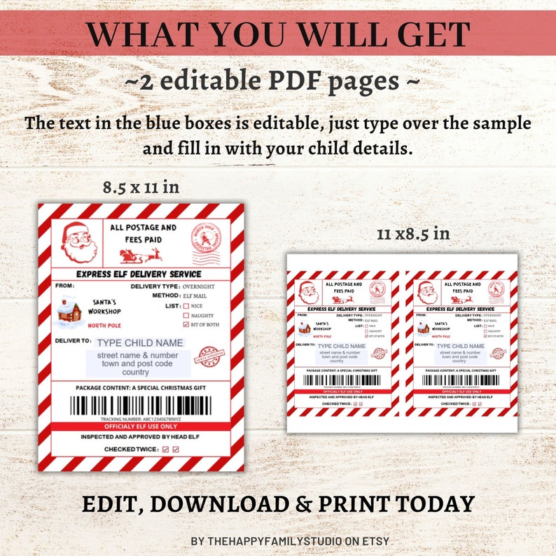 Santa North Pole Address Shipping Labels, Elf Delivery North Pole Mail