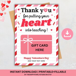 Porte-carte cadeau Saint-Valentin pour professeur, cadeau de remerciement pour professeur, cadeau de remerciement pour professeur, carte-cadeau prise de force pour le personnel enseignant