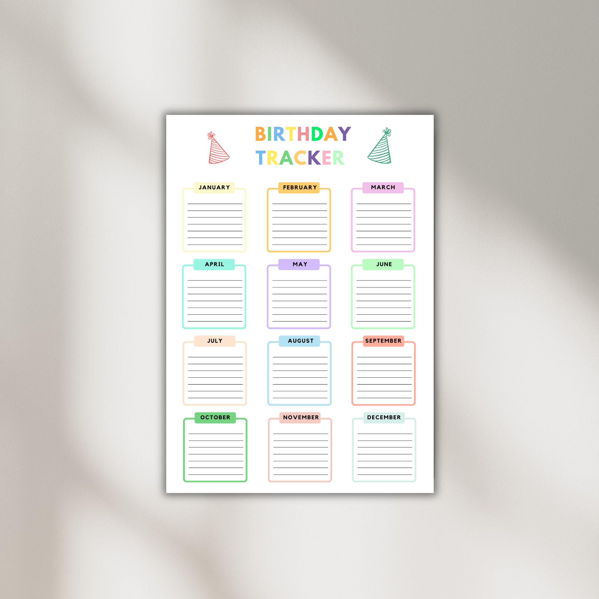 Printable Birthday Tracker, Birthday Planner, Birthday Reminder ...