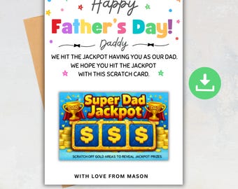 Father's Day Scratch Card Holder, Personalised Lottery Ticket Father's Day Card, Gift for Grandad, Fathers Day Gift, Birthday Gift for Dad