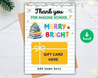 Printable Christmas Gift Card Holder, Teacher Christmas Card, Teacher Gift Card Christmas, Coffee Gift Card,  Thank You Gift Card,  PTO PTA