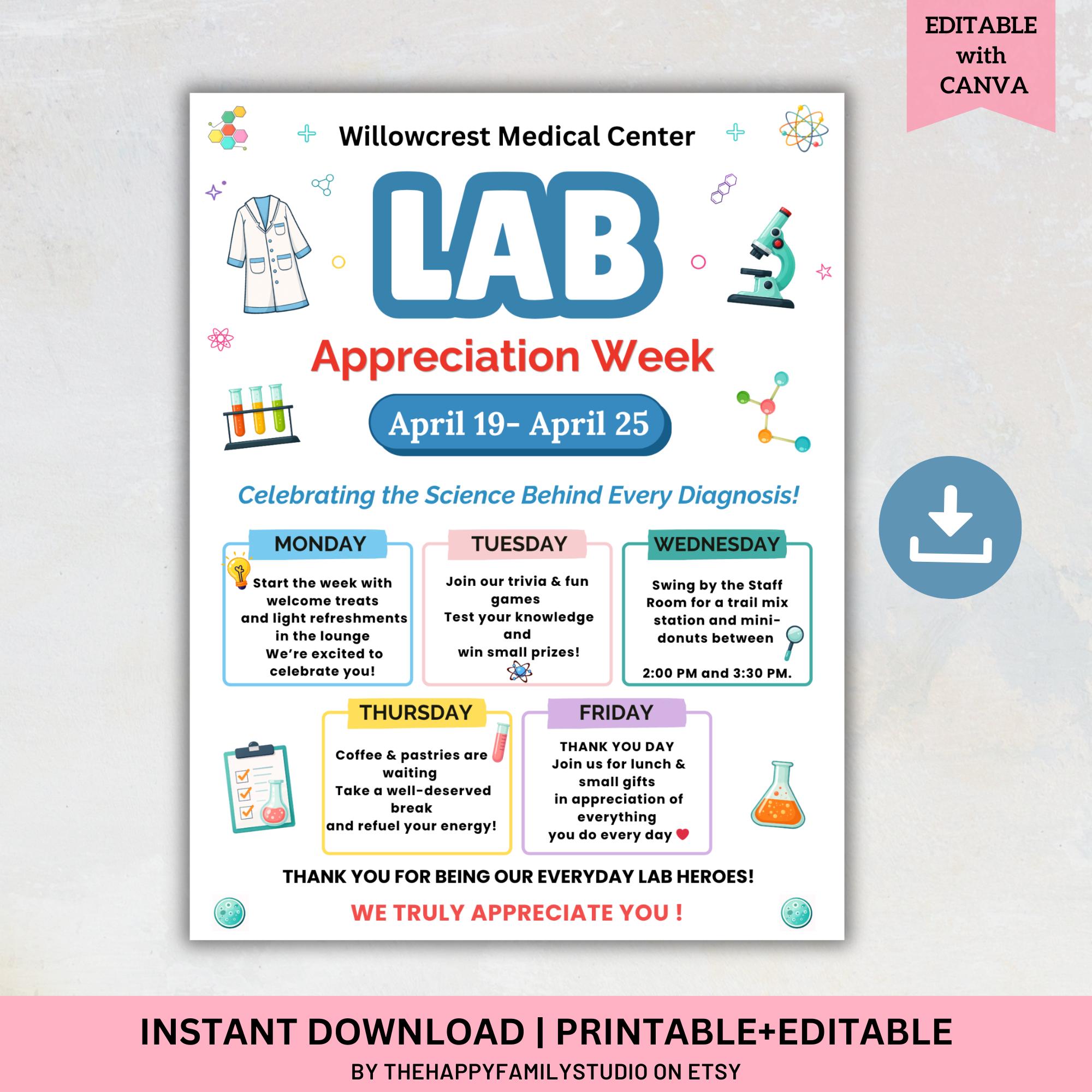 Lab Appreciation Week Itinerary Poster, National Lab Week Schedule ...