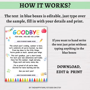 End of School Year Poem Gift From Teacher to Student, End of Year Gift ...