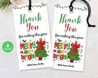 Etiqueta de Navidad para maestros, Etiqueta de agradecimiento por hacer que la escuela sea feliz y brillante, Etiqueta de agradecimiento para maestros en Navidad, Etiqueta de agradecimiento para maestros