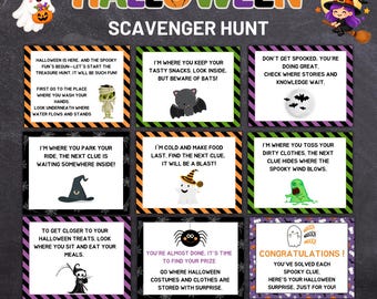 Halloween Scavenger Hunt Clues, Ultimate Indoor Halloween Treasure Hunt, Halloween Riddle Clues, Halloween Games for Kids, Fun Activity