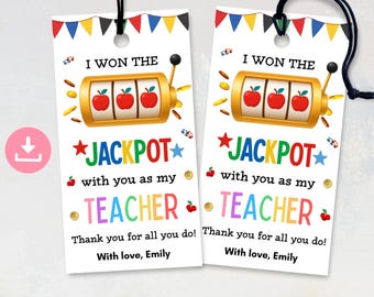 Lottery Appreciation Gift Tag, Teacher Appreciation Jackpot Lottery Tag, School PTO PTA Gift , Thanks A Lotto Favor Tags, Teacher Thank You