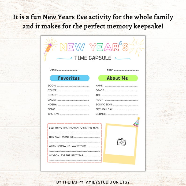 New Years Eve Time Capsule, Kids Year in Review, New Years Eve Kids ...