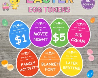 Bearbeitbare Osterei-Token, Osterei-Gutscheine für Kinder, Osterei-Füller, Ostereiersuche-Belohnungstoken-Stuffer, Osteraktivität