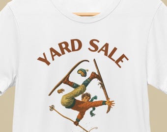 Retro Ski Yard Sale T-Shirt Funny Vintage Skiing Wipeout Tee for Men & Women Unisex Garment-Dyed Snow Sports Shirt