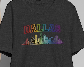 Dallas Rainbow Skyline Pride T-Shirt - Lightweight Cotton Jersey