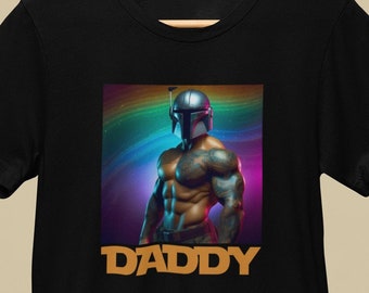 DADDY - Muscled Tattooed Mandalorian Pride T-Shirt | LGBTQ+ Star Wars Tee