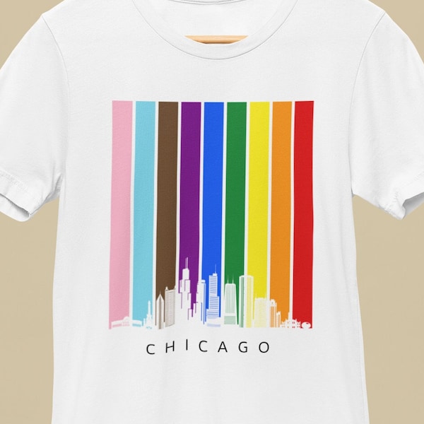 Chicago Rainbow Skyline LGBT LGBTQ Gay Pride Shirt by Patrick Scott Designs