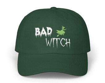 Bad Witch Dad Cap, Halloween Hat, Wicked Witch Hat, Elphaba Inspired Cap, Spooky Season Hat, Witchcore Fashion, Sassy Witch Gift, Green
