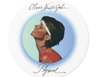 Olivia Newton-John Physical Tour Graphic Round Vinyl Sticker | Vintage 1982 Tour Dates