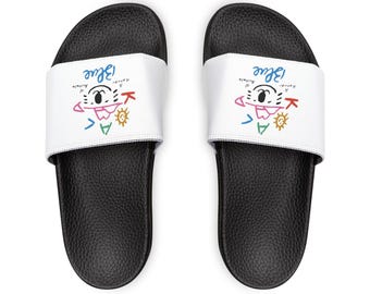 80's Retro - Koala Blue Men's PU Slide Sandals - Olivia Newton-John - Ken Done - Gym Shower Shoes by Patrick Scott Design