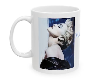 Madonna 80's True Blue Album Cover by Herb Ritts Coffee or Tea Mug in Blue by PatrickScott Design