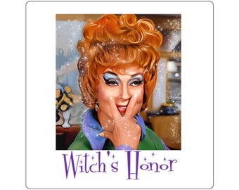 Endora Witch TV Inspired Square Stickers Glossy Vinyl, Scratch-Resistant