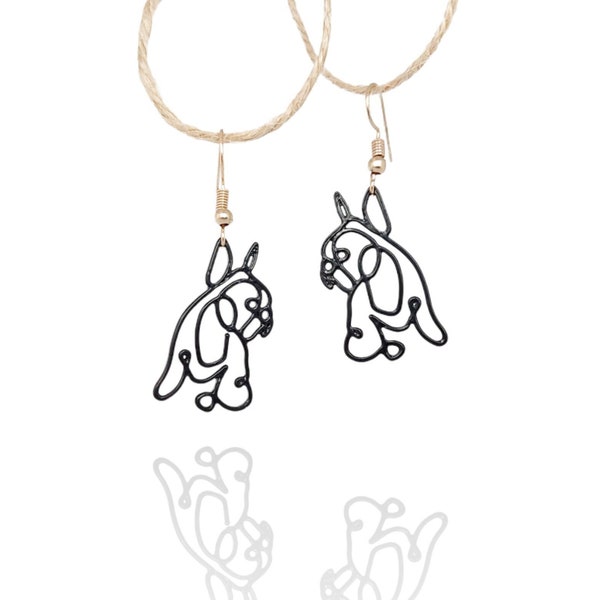 Handcrafted French Bulldog Dangle Earrings: Stylish Frenchie Jewelry