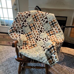 Hand quilted baby blanket Highland cow