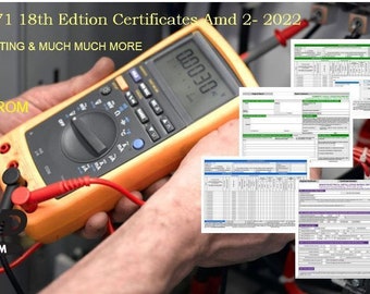 Electrical & PAT TESTING Certificates BS7671 18th Edition Amd 2: 2022.. Dvd- Rom GENUINE