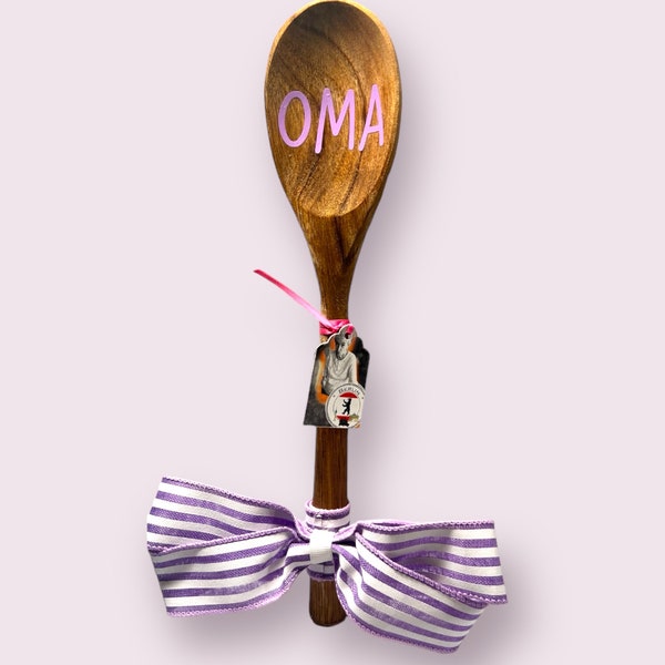 Oma Decorative Wooden Spoon for the Awesome German Cook! Decor only. Ich Liebe Dich on the back side.Adorned with matching Bow.