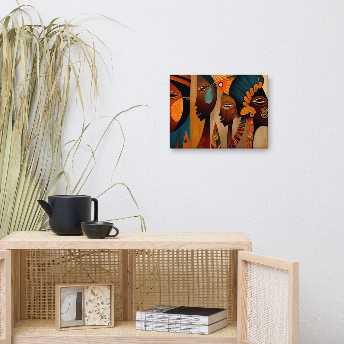 African Abstract Art Canvas, Black Woman Portrait, African Woman Face ...
