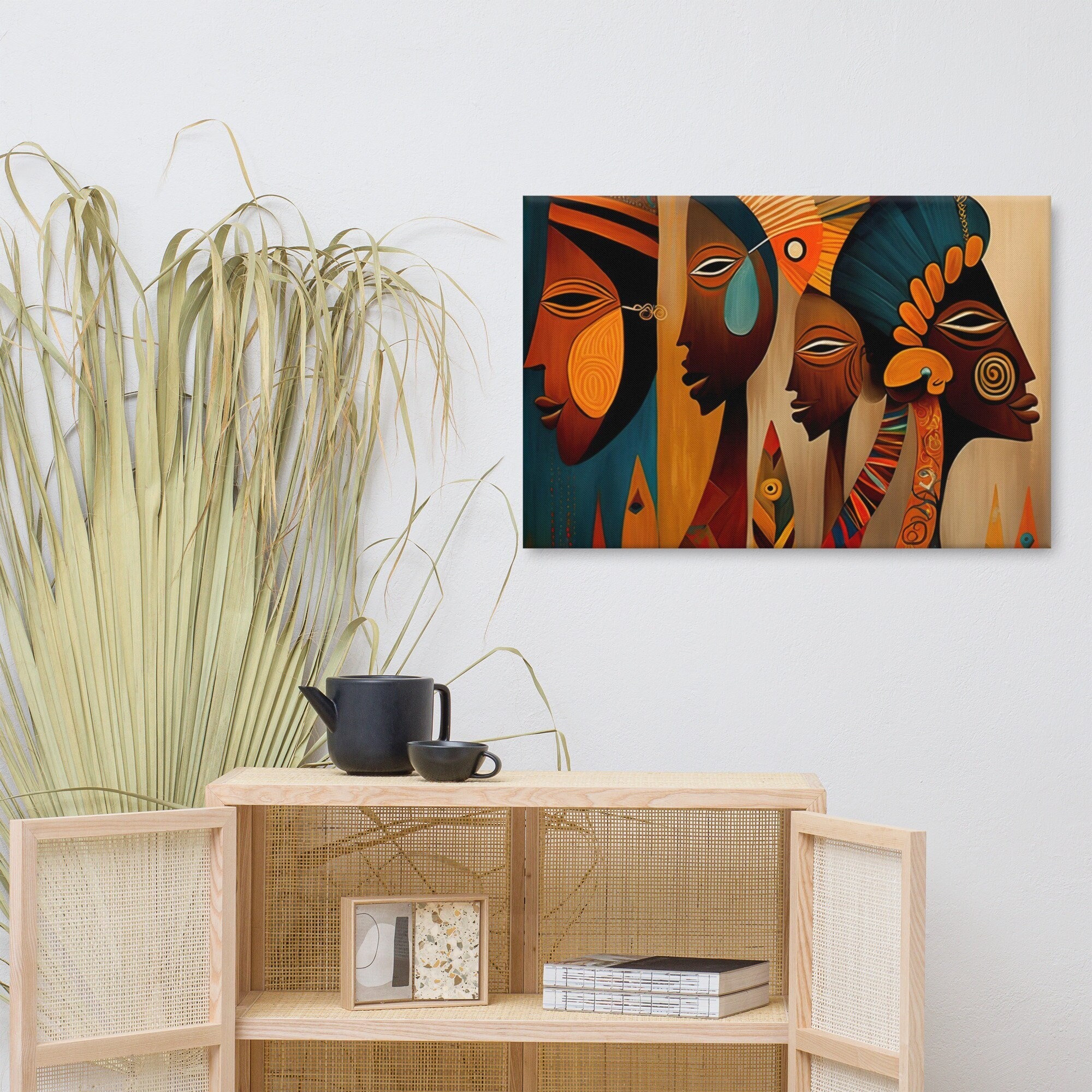 African Abstract Art Canvas, Black Woman Portrait, African Woman Face