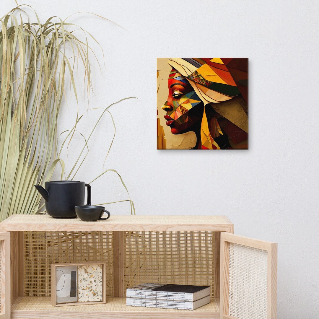 African Abstract Art Canvas, Black Woman Portrait, African Woman Face