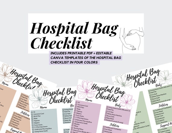 Hospital Bag Checklist First Time Mama Hospital Birthing Must Have Labor  and Delivery Prep 