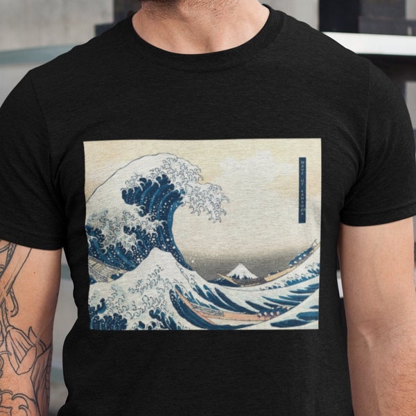 T-shirt Vague de Kanagawa Cadeau amoureux des Océans Cadeau surfeur La Grande Vague Peinture Hokusai T-shirt Surfeur 90s t-shirt japonais
