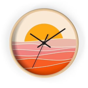 Chasing Sunsets Wall clock, Battery Operated, Pattern, 3 Colors, Wood, Home Decor