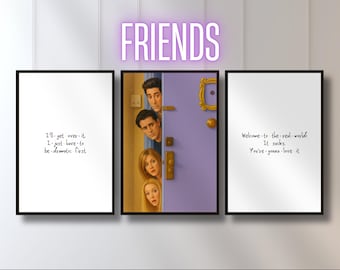 Juego de 6 piezas de arte de pared de la galería Friends, la puerta morada de Mónica, regalo para amantes de las comedias de situación