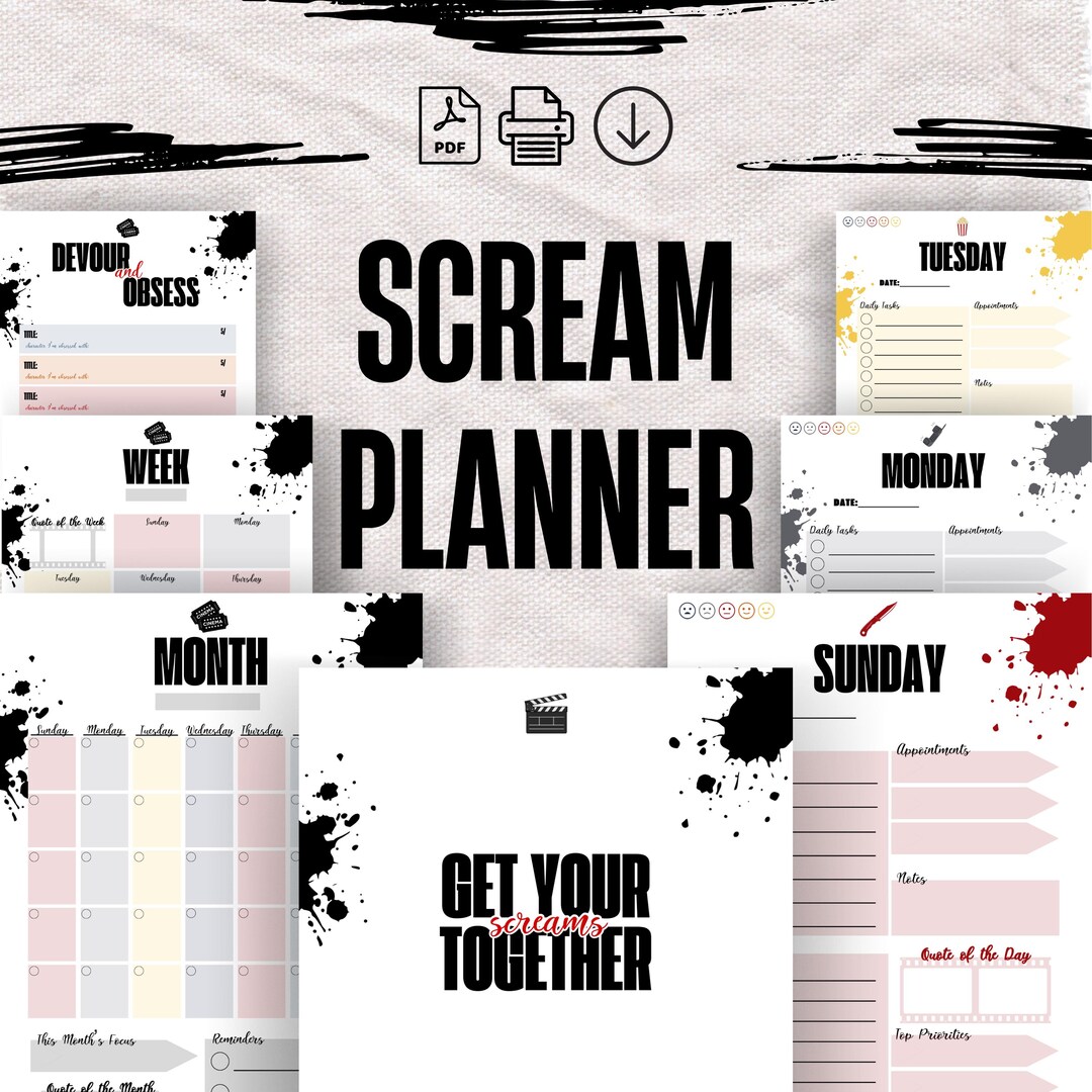Scream Movie Planner: Ghostface Quotes Journal - Daily, Weekly and ...