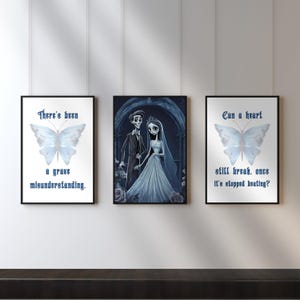 Corpse Bride Wall Art Set of 6: Movie Quotes and Tim Burton Gothic Posters