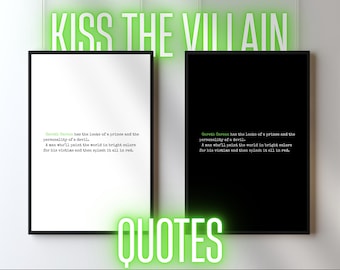 Kiss The Villain Quote Prints: Villains Wall Art, Rina Kent Decor