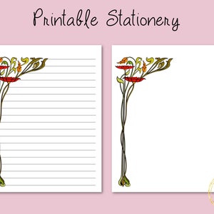 Art Nouveau | Printable Stationery | Art Nouveau Prints | A4, US Letter 8.5x11 in | Lined, Unlined Digital Letter | Writing Paper