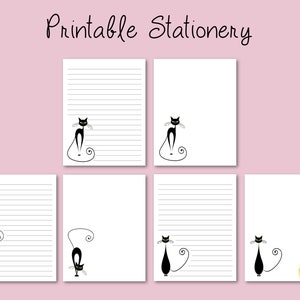 Black Cat | Printable Stationery | Cat | A4, US Letter 8.5x11 in | Lined, Unlined Digital Letter Writing Paper | Memo Sheet