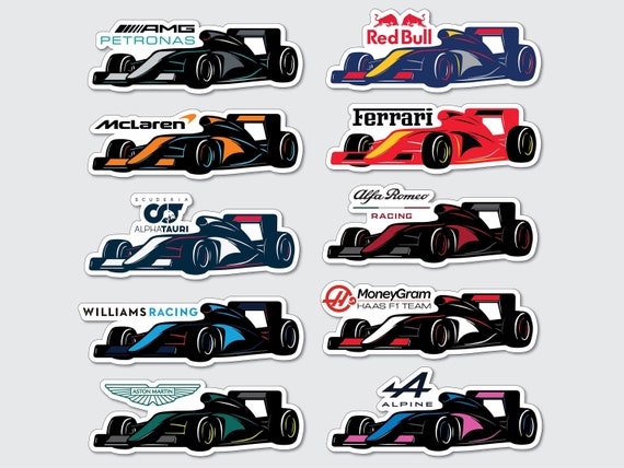 Formula 1 2023 Team Car Stickers Mercedes Mclaren Ferrari Red Bull Ferrari  Aston Martin Alpha Romeo Haas Alpine Alpha Tauri Williams 