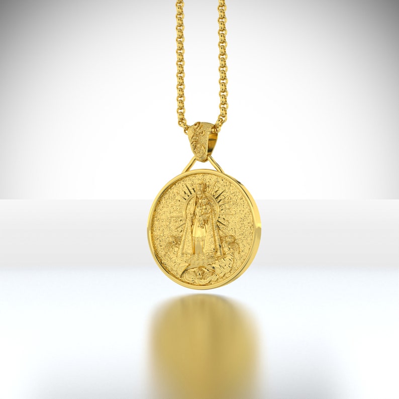 14K Gold Holy Mary Pendant 10K Solid Men Necklace 18K Solid Etsy