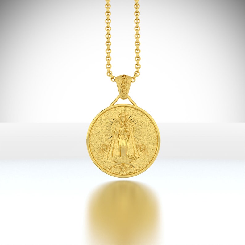 14K Gold Holy Mary Pendant 10K Solid Men Necklace 18K Solid Etsy
