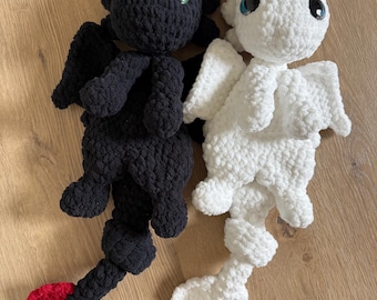 Crochet Dragon Plush | Chenille Night Fury Lovey