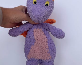 Crochet Figment Dragon Snuggler - Handmade Chenille Lovey