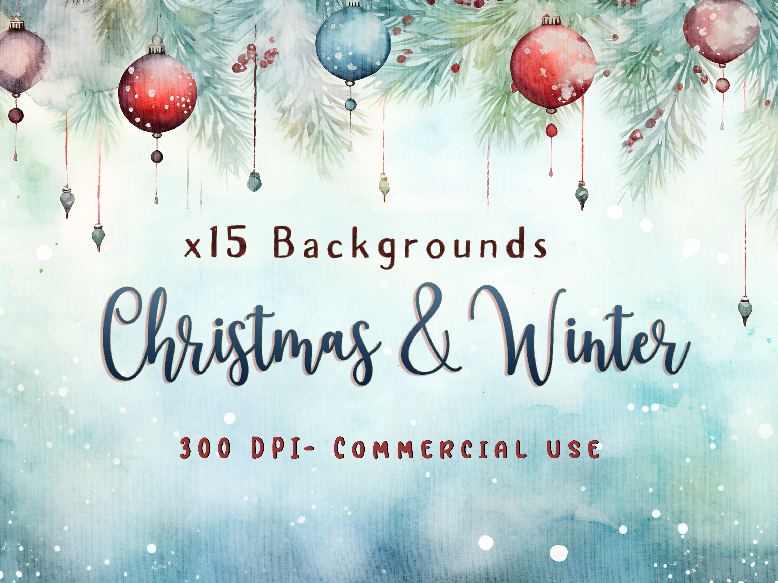 Watercolor Christmas Backgrounds, Texture Background for Christmas and Winter, Junk Journal & Scrapbooking Christmas backgrounds