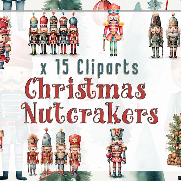 Watercolor Christmas Nutcrakers bundle, Nutcraker PNG for creative projects, Christmas Illustrations and Printables, Instant Download