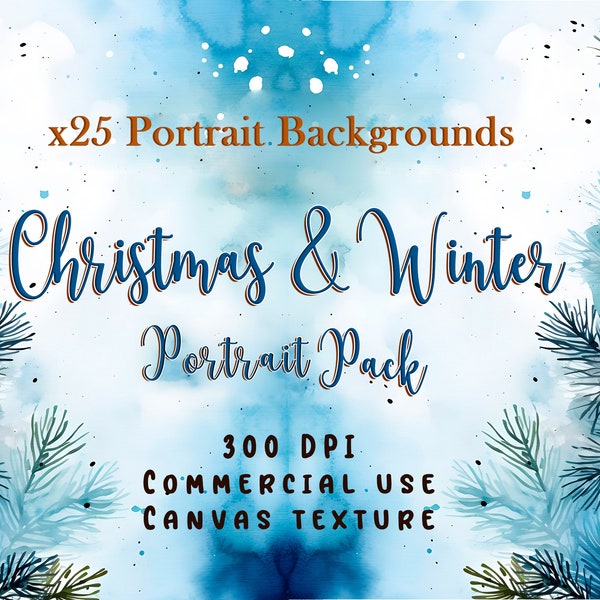 Watercolor A4 Portrait Christmas Backgrounds, Texture Background for Christmas and Winter, Junk Journal & Scrapbooking Christmas backdrops