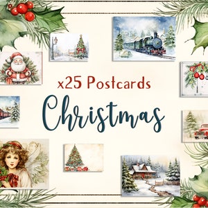 Pacchetto di cartoline di Natale ad acquerello, cartoline di texture per Natale e inverno, diario spazzatura, sfondi di cartoline di Natale di Scrapbooking