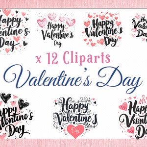Fröhliche Valentinstag-Cliparts für Einladungskarten, Liebesbriefe und kreative Projekte, Valentinstagskarte, Herzen und romantische Cliparts