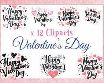 Happy Valentine's Day Cliparts for Invitation Cards, Love Letters and Creative Projects, Valentine's Day Card, Hearts and Romantic Cliparts