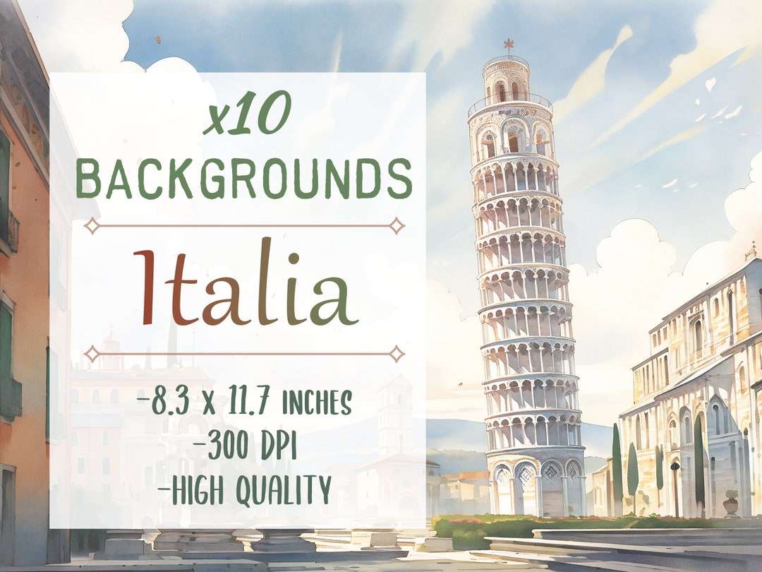 Watercolor Backgrounds of Italy, A4 Italy Printables, Travel Printables ...